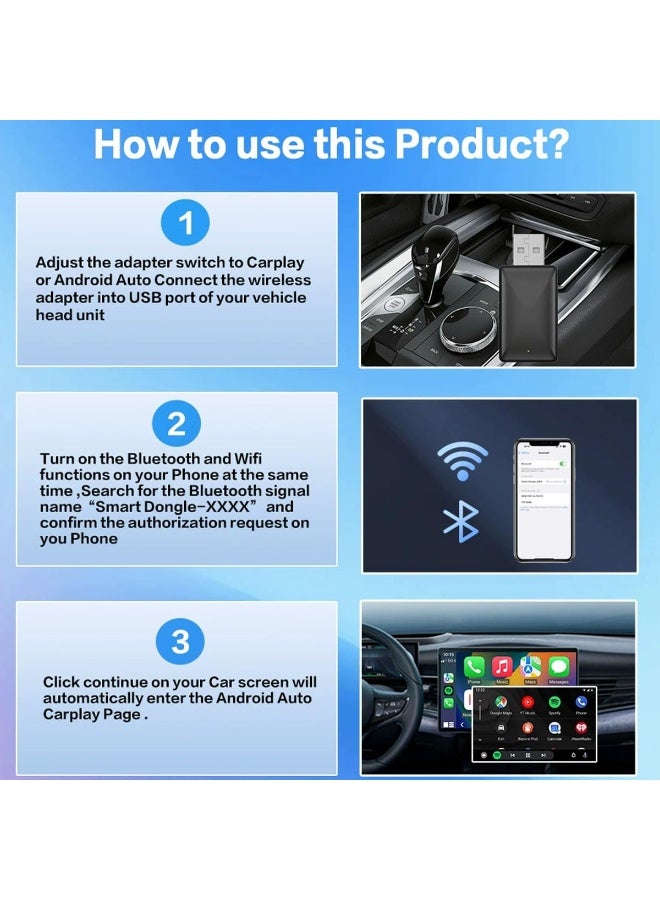 Bukela 2 in 1 Wireless CarPlay and Android Auto Adapter, Convert Wired to Wireless CarPlay Adapter, No Delay and Stable Control Mini Size with Extension Cable USB-C and Type-C(Black) - Image 4